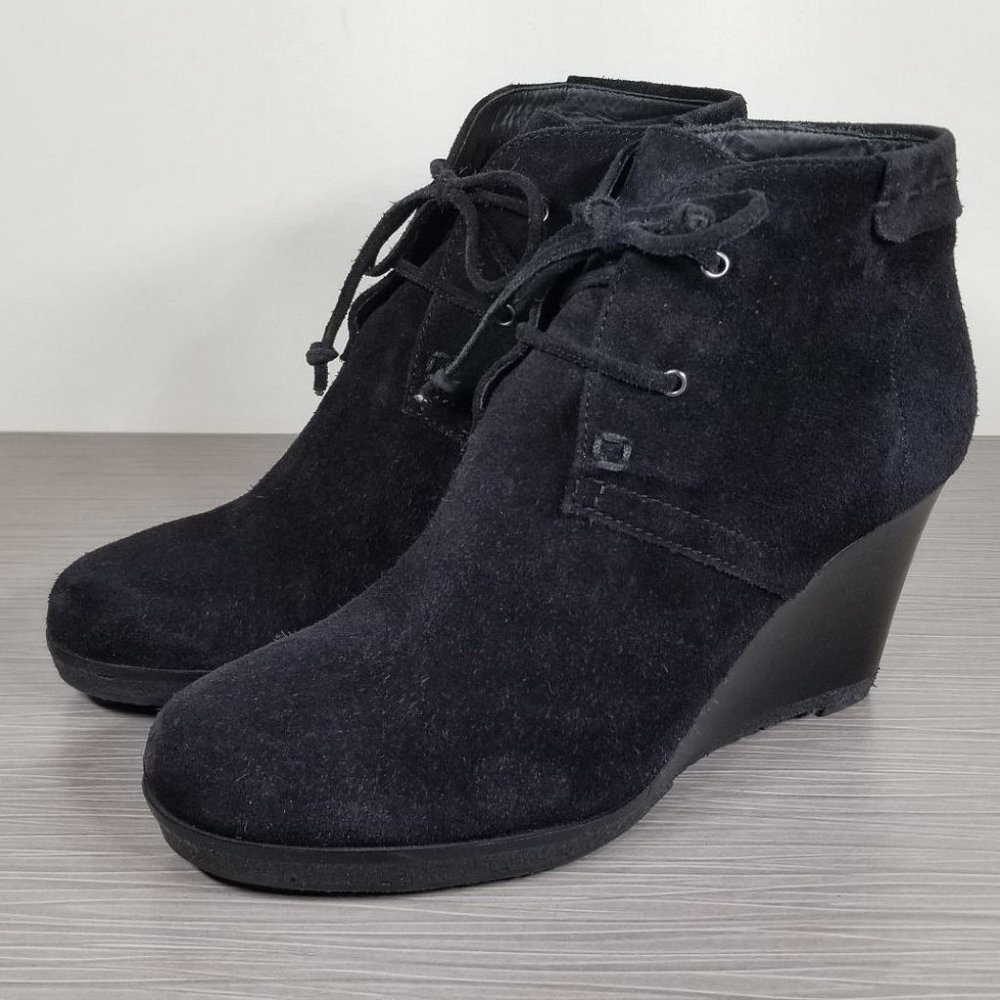 Via Spiga Mirren Wedge Bootie, Black Suede, Womens Size 7.5 / 38